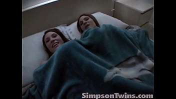 Simpson Twins showing off their twin identical pussy